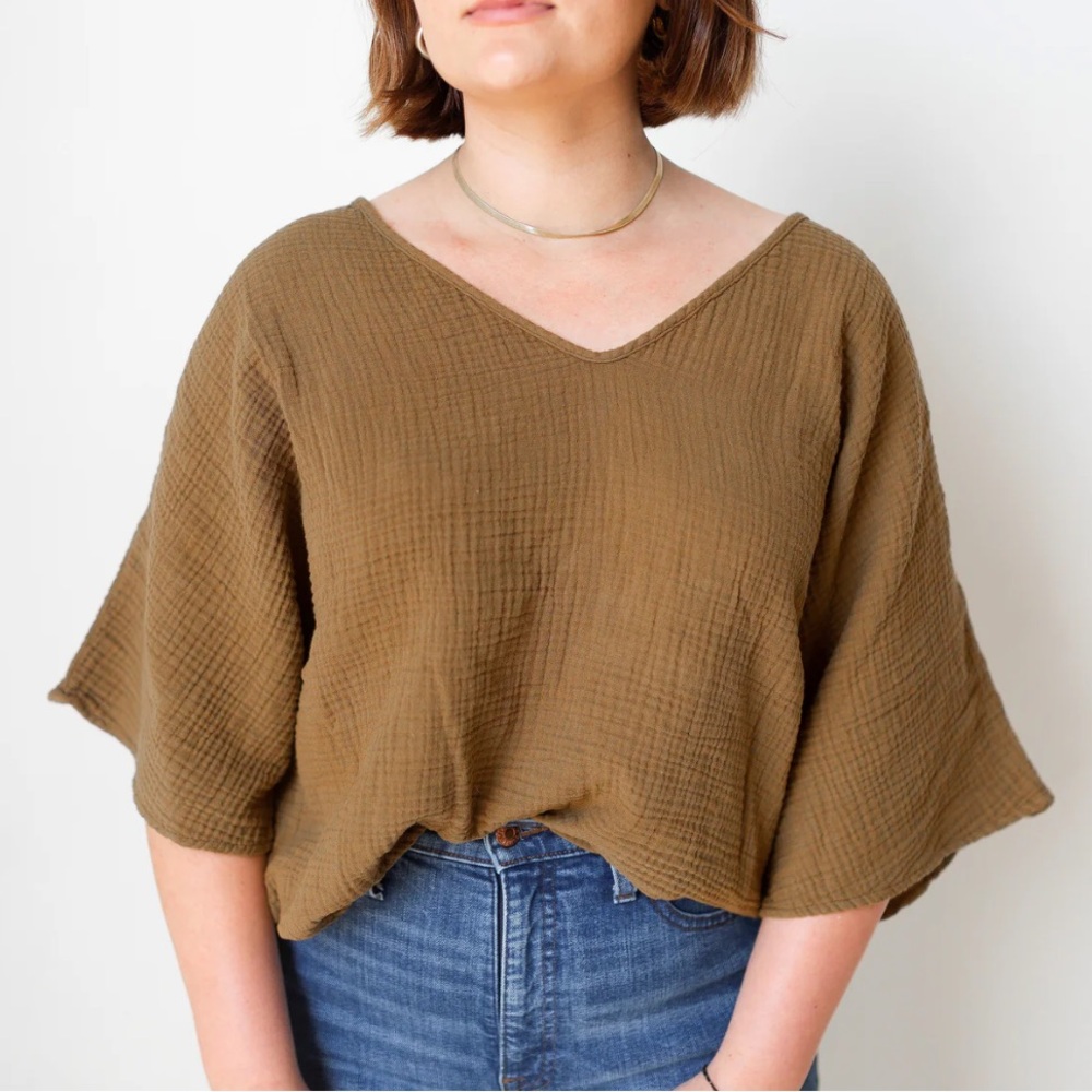 Suunday  V-Neck Women's Gauze Top XS